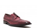  Men's Lace-up Round Square Toe Italian Leather Shoes By designer Toscana Italy 1613 Red