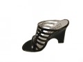 Women's Leather Italian Designer Dressy Black Patent  Slide Sandal 101By davinci Italy