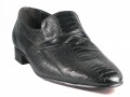 Via Veneto Dressy Ostrich Skin Round Two Slip on Shoes  Black 1329