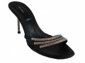Women's Italian slipon sandal swarovski stones 1821,Black