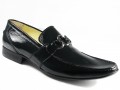 Men's Slip-on  Dress Shoes Italian Designer Industria Italiano Italy 70162 Black Wrinkled Patent