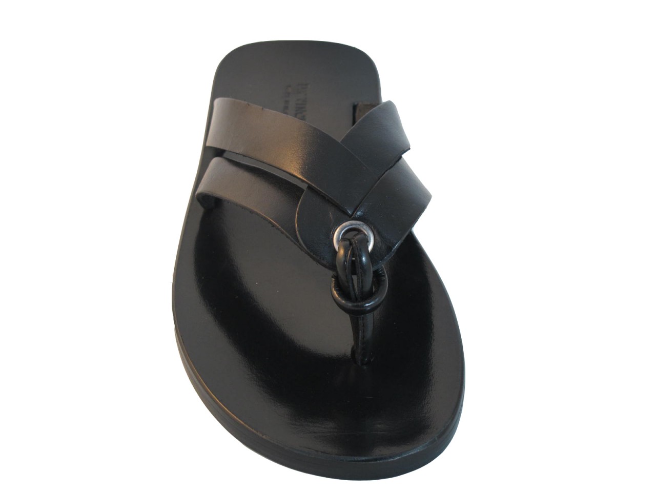 Men 039 s DaVinci Italian Leather Dressy Sandals 636 Black Push Toe ...