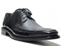 Men's Mezlan Two Tone Lace-up Dress Shoes Square Toe Ostrich Leg Grey/Black  Eel Skin Bellini