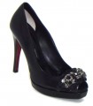 Women's Albano  866 Italian Dressy Leather High Heel Pump Peep Toe Black