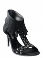 Women's Italian Leather Sandal Mid Heel Albano Black 8719