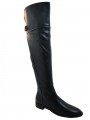 Women's Davinci Italian Leather 2551 Flat Knee High boots Black 