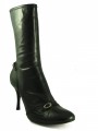 Women's Mid Calf  Round Toe leather/Lizard Italian Boots 1145 Black Size 41 Davinci Designer
