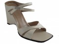 Women's Italian slipon sandal with wedge heel 1898, beige