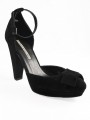 Womens Mid Heel Ankle Strape  Black Suede Italian Dress shoes 12167 Barachini designer
