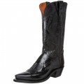Women's Lucchese1883 N 4501.54 Cowboy Western Boots, Black Leather Buffalo