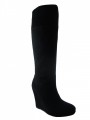 Women's Lucciano Barachini  Dressy Italian Wedge Knee High Suede Boot12562 Black